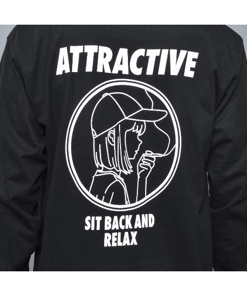 MODISH GAZE（モディシュガゼ）の「【MODISH GAZE】スモーキングガール SIT BACK AND RELAX ロンT(CP)（Tシャツ/カットソー・メンズ・ブラック・XL/L/M）」の6枚目の写真