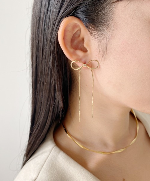 ciite' surgical stainless(シーテサージカルステンレス)の「【 金属アレルギー対応 】 チェーンリボンピアス サージカルステンレス (両耳用)(ピアス(両耳用)・レディース・シルバー/ゴールド・FREE)」の19枚目の写真