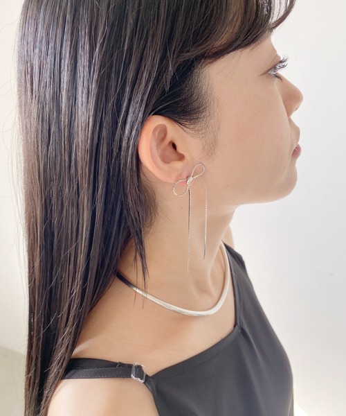 ciite' surgical stainless(シーテサージカルステンレス)の「【 金属アレルギー対応 】 チェーンリボンピアス サージカルステンレス (両耳用)(ピアス(両耳用)・レディース・シルバー/ゴールド・FREE)」の21枚目の写真