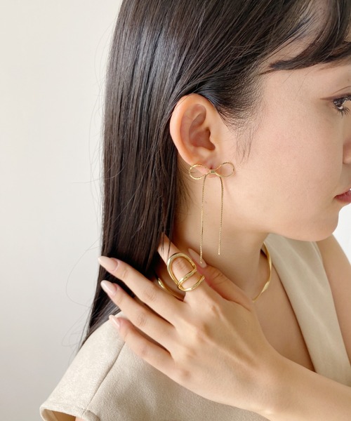 ciite' surgical stainless(シーテサージカルステンレス)の「【 金属アレルギー対応 】 チェーンリボンピアス サージカルステンレス (両耳用)(ピアス(両耳用)・レディース・シルバー/ゴールド・FREE)」の22枚目の写真
