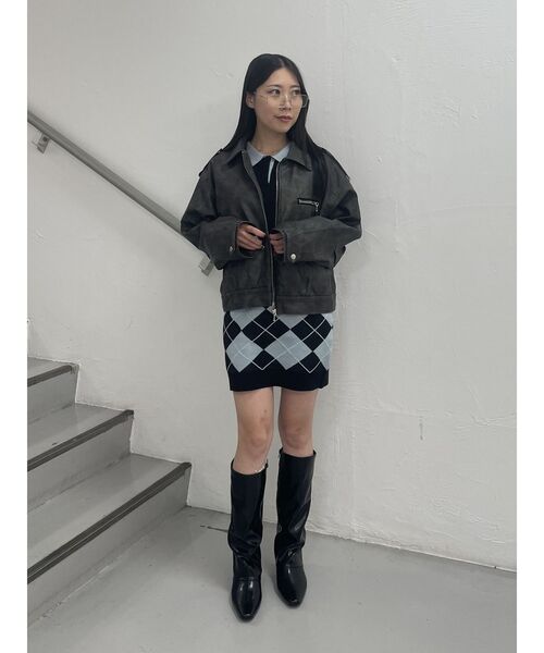 jouetie(ジュエティ)の「ニットポロフィットミニワンピース(ワンピース・レディース・グレー/ブラック/グリーン・MEDIUM)」の16枚目の写真