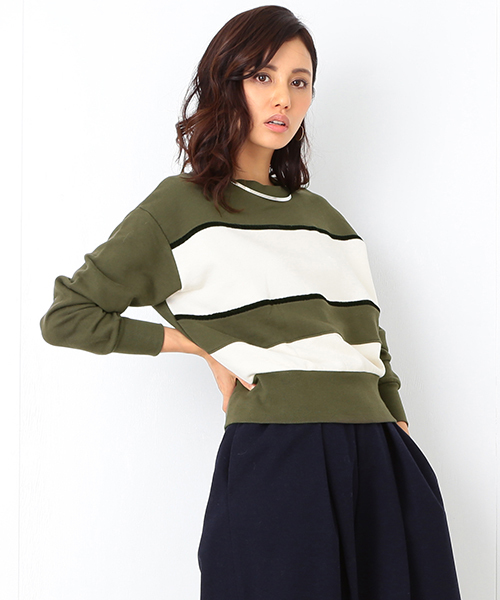 B:MING by BEAMS（ビーミングバイビームス）の「ビーミング by ビームス / 配色裏毛プルオーバー（スウェット・レディース・ブラック/ケリー・ONE SIZE）」の2枚目の写真