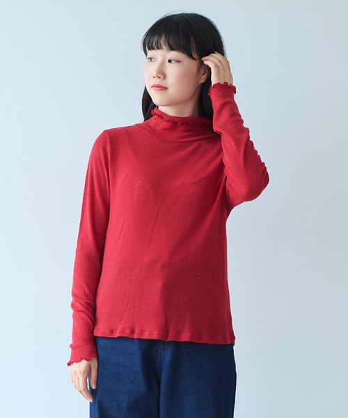 bulle de savon（ビュルデサボン）の「1/48 wool 製品染め タートルプルオーバー（Tシャツ/カットソー・レディース・レッド/アイボリー/ブラック/ブルー/ピンク/ミント・FREE）」の6枚目の写真