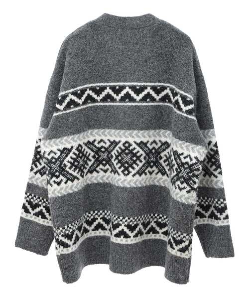 セール】ノルディック柄Vネックニットカーディガン（カーディガン