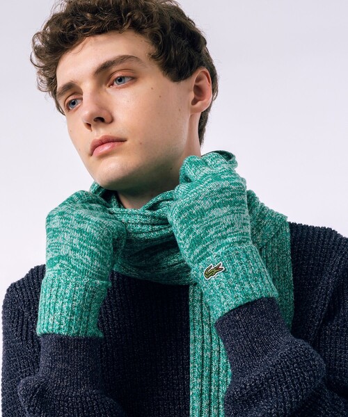 LACOSTE（ラコステ）の「メランジェニットグローブ タッチパネル対応（手袋・メンズ・カーキ/グレー/グリーン・FREE）」の3枚目の写真