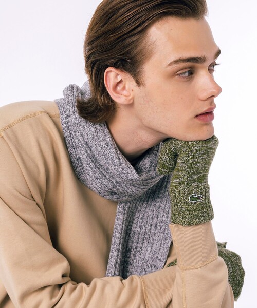 LACOSTE（ラコステ）の「メランジェニットグローブ タッチパネル対応（手袋・メンズ・カーキ/グレー/グリーン・FREE）」の13枚目の写真