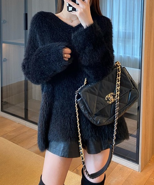 Nyu（ニュウ）の「ケーブル編み半袖パフスリーブニットセーター