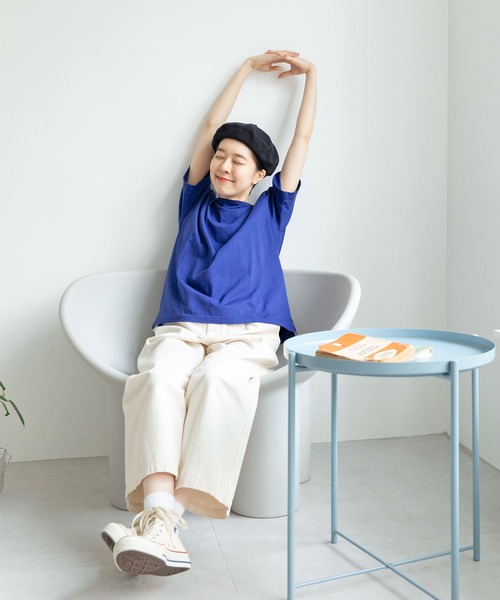 PAR ICI（パーリッシィ）の「カヴェール天竺 ボートネック無地Tシャツ（Tシャツ/カットソー・レディース・ブルー/アイボリー・FREE）」の19枚目の写真