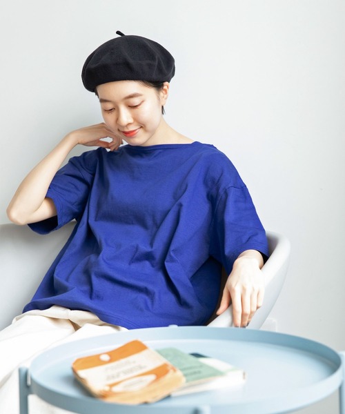 PAR ICI（パーリッシィ）の「カヴェール天竺 ボートネック無地Tシャツ（Tシャツ/カットソー・レディース・ブルー/アイボリー・FREE）」の11枚目の写真