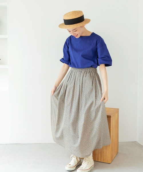 PAR ICI（パーリッシィ）の「カヴェール天竺 ボートネック無地Tシャツ（Tシャツ/カットソー・レディース・ブルー/アイボリー・FREE）」の9枚目の写真