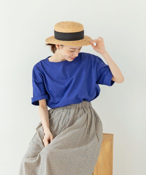 PAR ICI（パーリッシィ）の「カヴェール天竺 ボートネック無地Tシャツ（Tシャツ/カットソー・レディース・ブルー/アイボリー・FREE）」の7枚目の写真