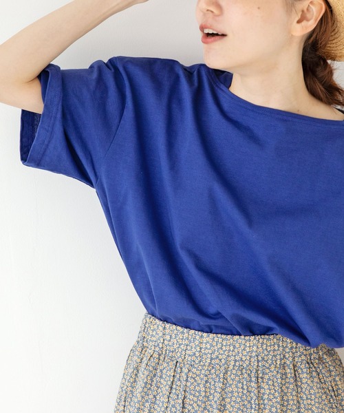 PAR ICI（パーリッシィ）の「カヴェール天竺 ボートネック無地Tシャツ（Tシャツ/カットソー・レディース・ブルー/アイボリー・FREE）」の4枚目の写真