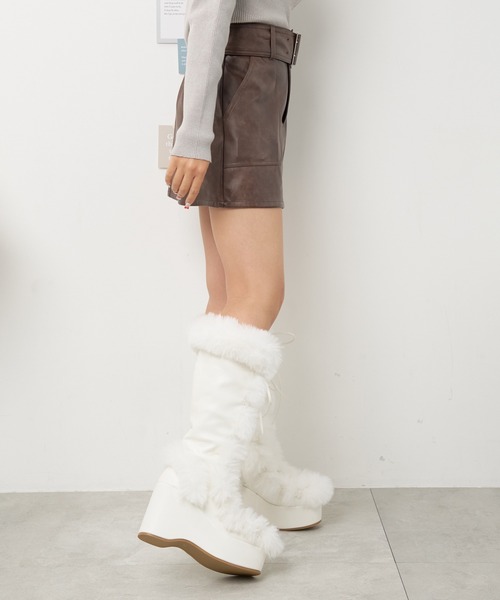 【セール】WEGO/【24年秋冬新作】レースアップボリュームファーロングブーツ（ブーツ）｜WEGO（ウィゴー）