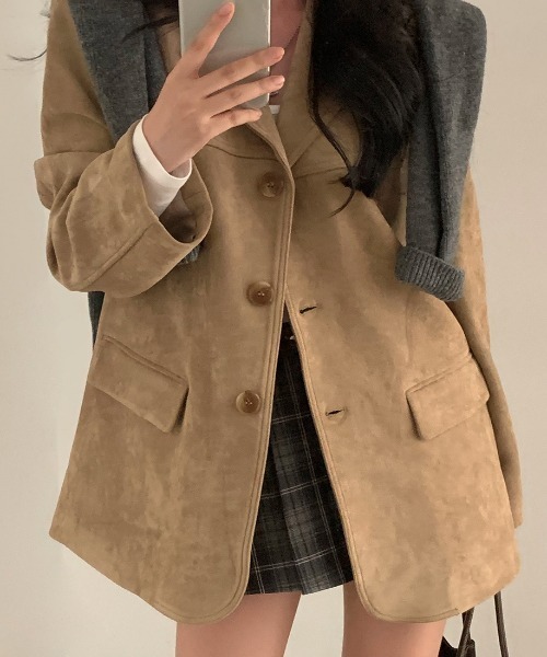Diosfront（ディオスフロント）の「スエードテーラードジャケット（テーラードジャケット・レディース・ベージュ/ブラウン・FREE）」の4枚目の写真