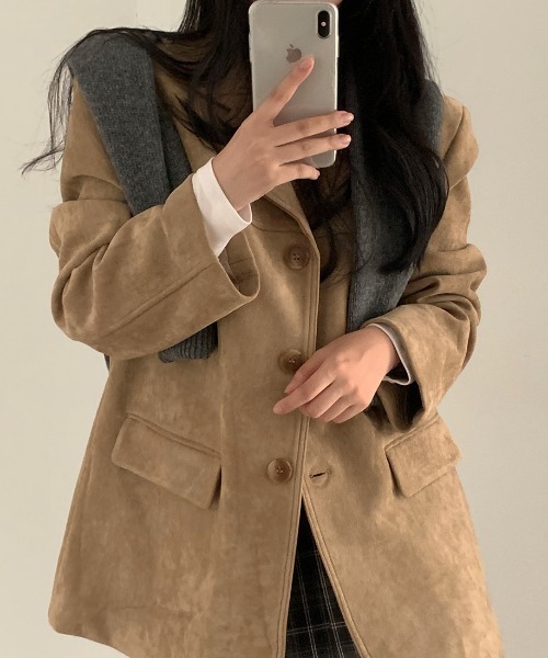 Diosfront（ディオスフロント）の「スエードテーラードジャケット（テーラードジャケット・レディース・ベージュ/ブラウン・FREE）」の5枚目の写真