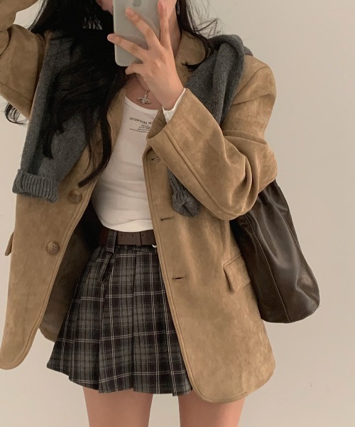 Diosfront（ディオスフロント）の「スエードテーラードジャケット（テーラードジャケット・レディース・ベージュ/ブラウン・FREE）」の6枚目の写真