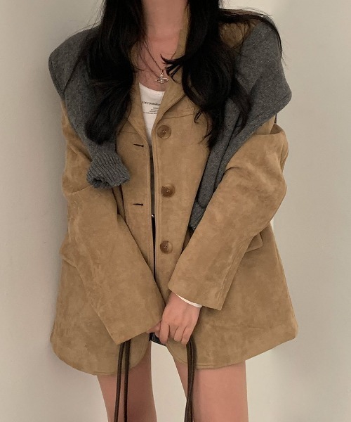 Diosfront（ディオスフロント）の「スエードテーラードジャケット（テーラードジャケット・レディース・ベージュ/ブラウン・FREE）」の12枚目の写真