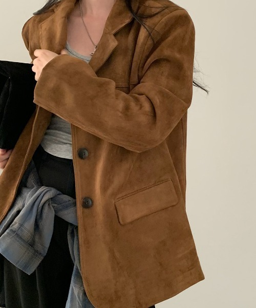 Diosfront（ディオスフロント）の「スエードテーラードジャケット（テーラードジャケット・レディース・ベージュ/ブラウン・FREE）」の14枚目の写真