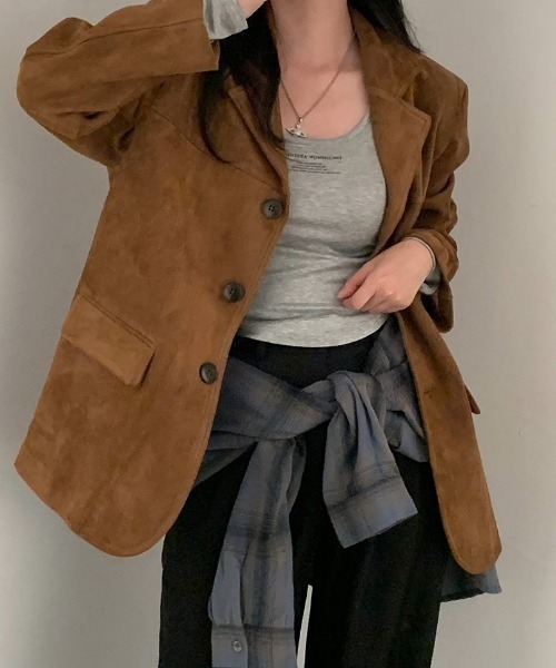 Diosfront（ディオスフロント）の「スエードテーラードジャケット（テーラードジャケット・レディース・ベージュ/ブラウン・FREE）」の21枚目の写真