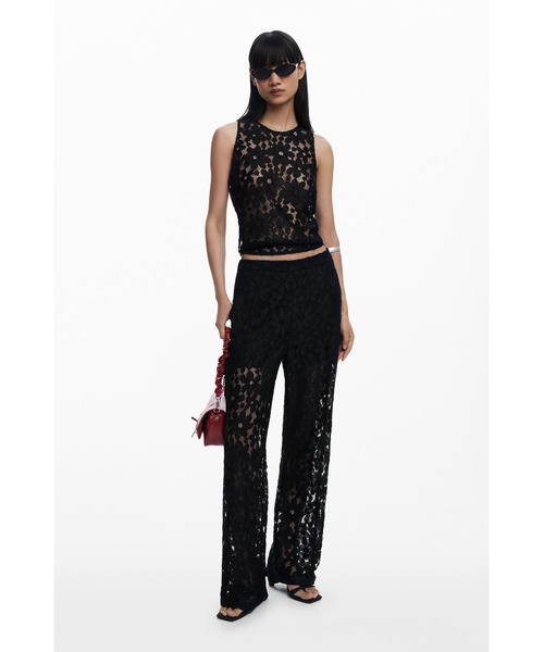 Desigual(デシグアル)の「レースワイドパンツ ブラック(その他パンツ・レディース・ブラック・L/S/XS/M/XL)」の2枚目の写真