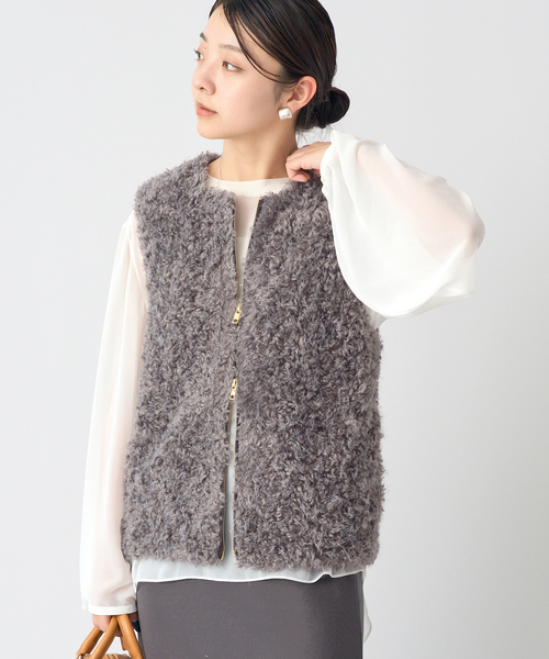 <YABOO>IENA フェイクファーベスト　2025SS ベージュ IENA（イエナ）の「《追加》フェイクファーベスト（その他アウター