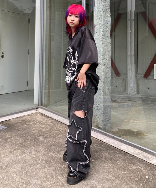 Candy Stripper（キャンディストリッパー）の「STAR PATCHED DENIM パンツ（デニムパンツ・レディース・インディゴブルー/ブラック・FREE）」の14枚目の写真