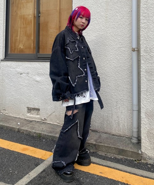 Candy Stripper（キャンディストリッパー）の「STAR PATCHED DENIM パンツ（デニムパンツ・レディース・インディゴブルー/ブラック・FREE）」の9枚目の写真