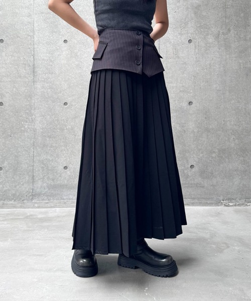 PAGEBOY（ページボーイ）の「コルセットプリーツスカート（スカート・レディース・ブラック/グレイッシュベージュ・FREE）」の4枚目の写真
