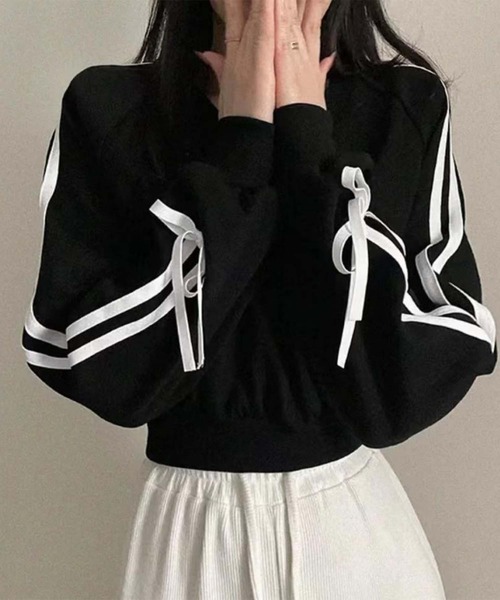 Jasmine Grandiflorum(ジャスミングランディフローラム)の「【Jasmine】リボンサイドラインスウェット(スウェット・レディース・ブラック/グレー/ピンク・FREE)」の22枚目の写真