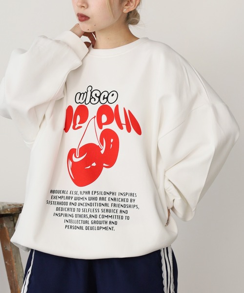 ROOPTOKYO（ループトウキョウ）の「チェリーロゴスウェット ルーズシルエット オーバーサイズ（スウェット・レディース・グレー/ブラック/ホワイト・FREE）」の5枚目の写真