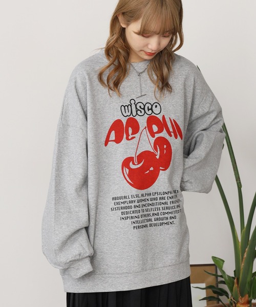 ROOPTOKYO（ループトウキョウ）の「チェリーロゴスウェット ルーズシルエット オーバーサイズ（スウェット・レディース・グレー/ブラック/ホワイト・FREE）」の14枚目の写真