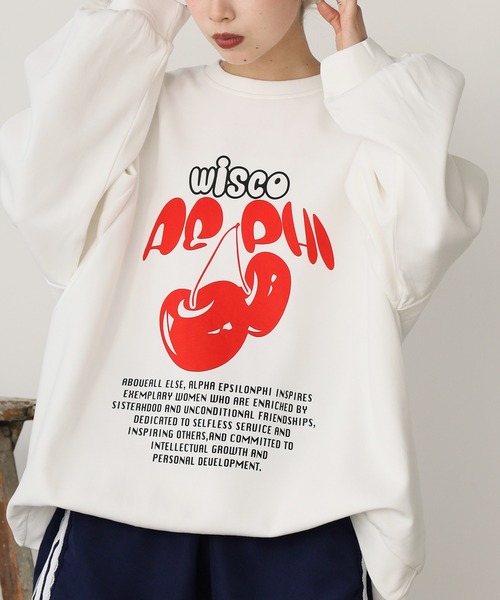 ROOPTOKYO（ループトウキョウ）の「チェリーロゴスウェット ルーズシルエット オーバーサイズ（スウェット・レディース・グレー/ブラック/ホワイト・FREE）」の6枚目の写真