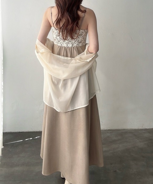 Meiru（メイル）の「フラワーカットビスチェフレアワンピース（ワンピース・レディース・ベージュ/アイボリー/ブラック・SMALL/LARGE/MEDIUM）」の14枚目の写真