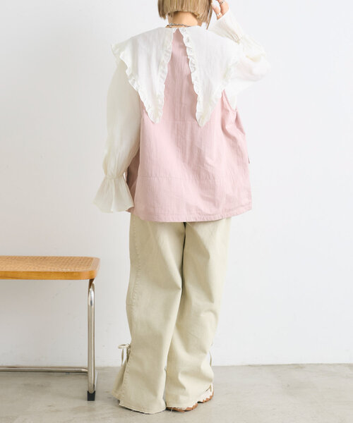 w closet(ダブルクローゼット)の「【2WAY】衿フリルブラウス(シャツ/ブラウス・レディース・チャコールグレー/ピンク/オフホワイト・FREE)」の16枚目の写真