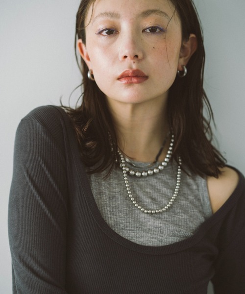 HANNE（アン）の「レイヤードシアーロンTEE（Tシャツ/カットソー・レディース・グレー/ホワイト・FREE）」の4枚目の写真