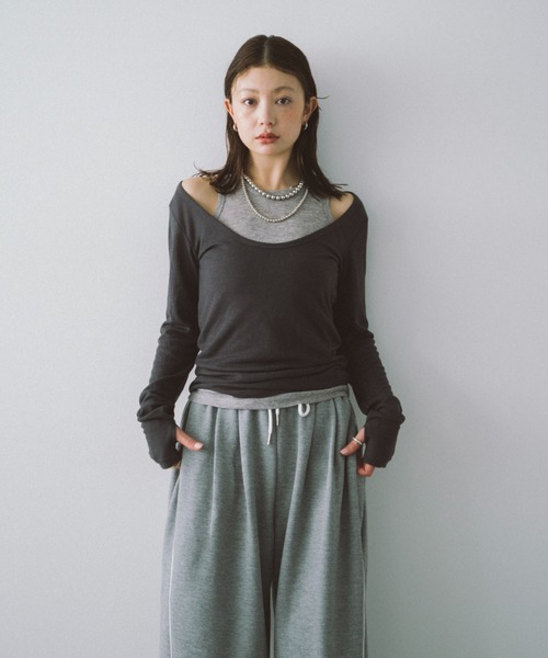 HANNE（アン）の「レイヤードシアーロンTEE（Tシャツ/カットソー・レディース・グレー/ホワイト・FREE）」の18枚目の写真