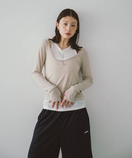 HANNE（アン）の「レイヤードシアーロンTEE（Tシャツ/カットソー・レディース・グレー/ホワイト・FREE）」の12枚目の写真