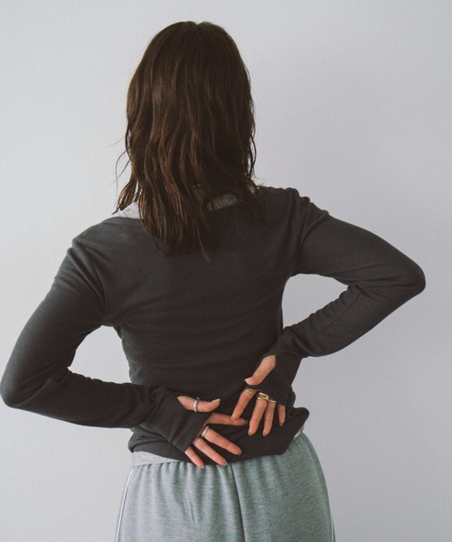 HANNE（アン）の「レイヤードシアーロンTEE（Tシャツ/カットソー・レディース・グレー/ホワイト・FREE）」の8枚目の写真