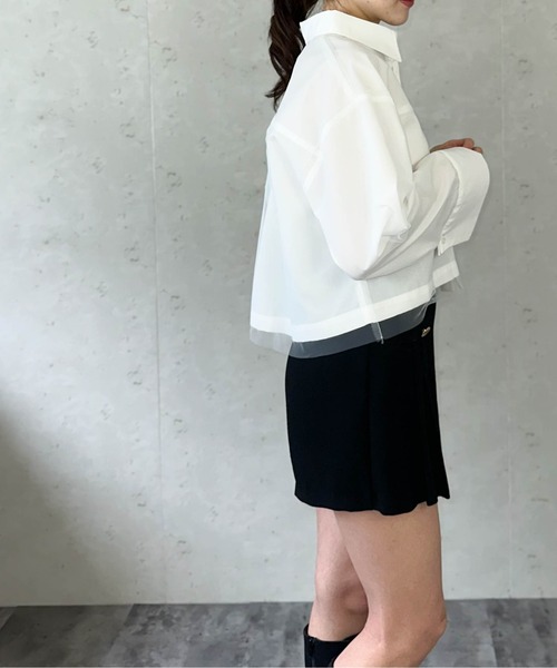 Per sist ence（パーシエンス）の「ブロード&ストライプチュールかぶせショート丈シャツ（シャツ/ブラウス・レディース・ピンク/ブルー系/オフホワイト/ホワイト系・FREE）」の10枚目の写真