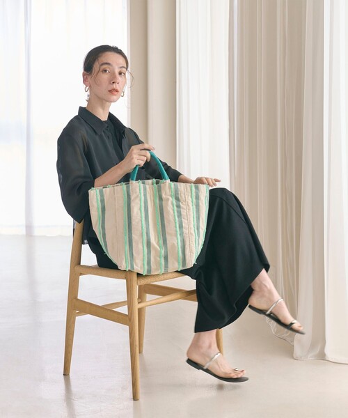 別注】＜beej＞ストライプ 刺繍 トートバッグ -2WAY-（トート