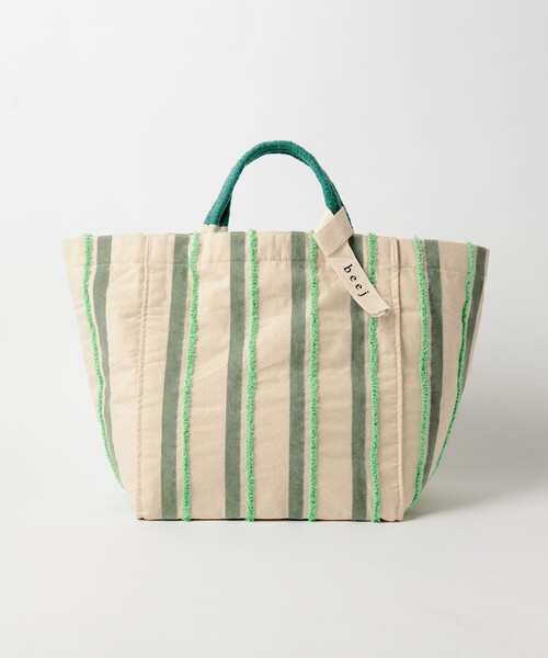 beej(ビージ)の「【別注】<beej>ストライプ 刺繍 トートバッグ -2WAY-(トートバッグ・レディース・ライラック/ライム・FREE)」の17枚目の写真