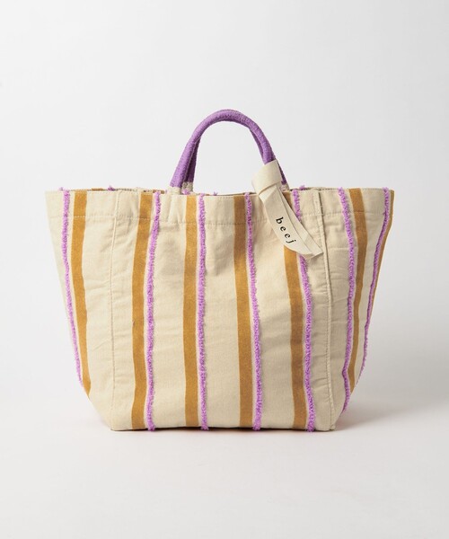 別注】＜beej＞ストライプ 刺繍 トートバッグ -2WAY-（トート