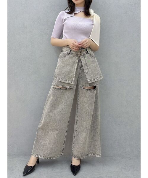 【新品未使用】dazzlin ワンショルリボンニットトップス セール】半袖ワンショルリボンニットトップス（ニット/セーター