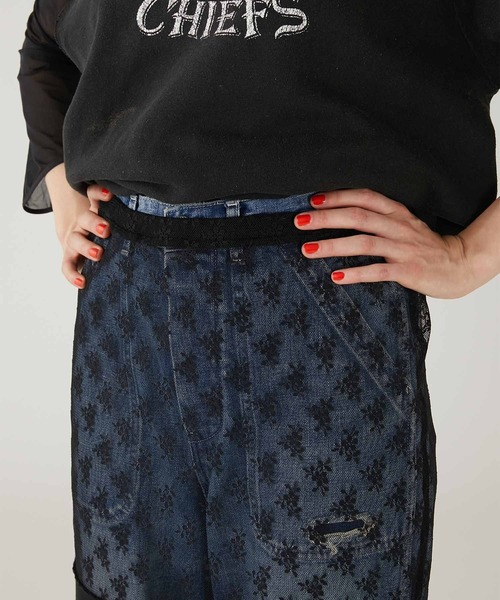 セール】【crinkle crinkle crinkle】lace sweat fringe skirt/レース