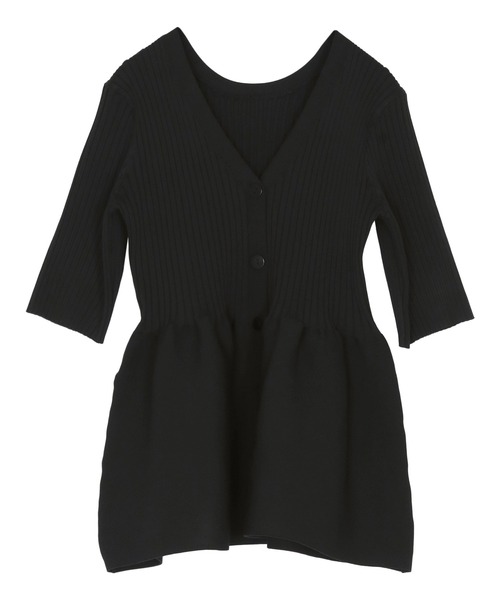 titivate（ティティベイト）の「前後2wayハーフスリーブペプラムニットトップス（ニット/セーター・レディース・レッド/ネイビー/アイボリー/グレイッシュベージュ/ブラック/ダークブラウン/ライトブルー/ライトグリーン/ライトピンク・L/M/S）」の18枚目の写真