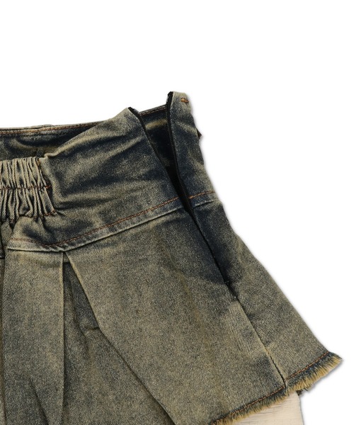 SPINNS（スピンズ）の「＼激バズ中！／異素材レイヤードの主役級イレヘムスカート/インナーパンツ付き（デニムスカート・レディース・ブルー/ブラック/ダークブルー・ONESIZE）」の21枚目の写真