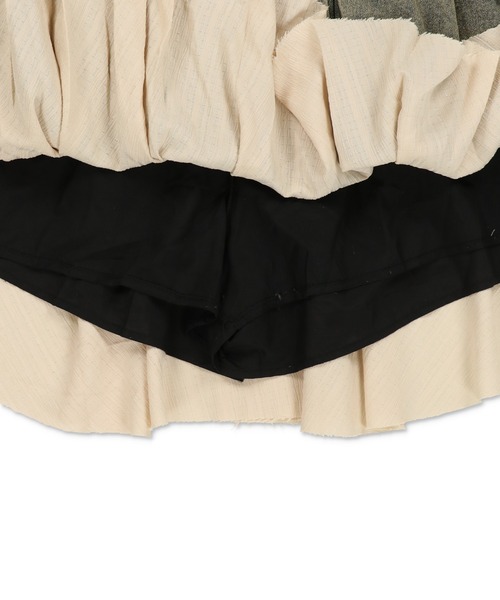 SPINNS（スピンズ）の「＼激バズ中！／異素材レイヤードの主役級イレヘムスカート/インナーパンツ付き（デニムスカート・レディース・ブルー/ブラック/ダークブルー・ONESIZE）」の22枚目の写真