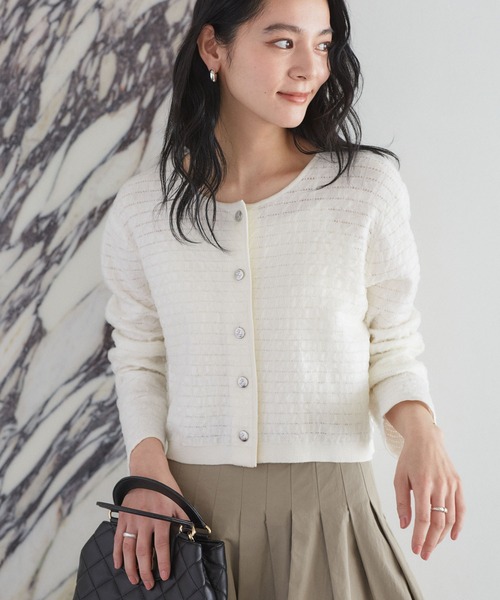 VIS（ビス）の「オーガンジーメタルボタンニットカーディガン（カーディガン/ボレロ・レディース・ホワイト/グレー/キナリ・FREE）」の11枚目の写真