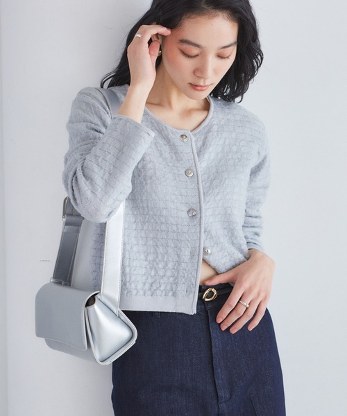 VIS（ビス）の「オーガンジーメタルボタンニットカーディガン（カーディガン/ボレロ・レディース・ホワイト/グレー/キナリ・FREE）」の4枚目の写真