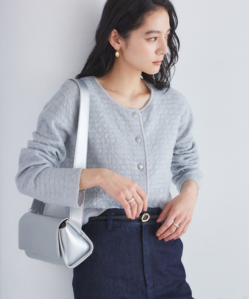 VIS（ビス）の「オーガンジーメタルボタンニットカーディガン（カーディガン/ボレロ・レディース・ホワイト/グレー/キナリ・FREE）」の5枚目の写真